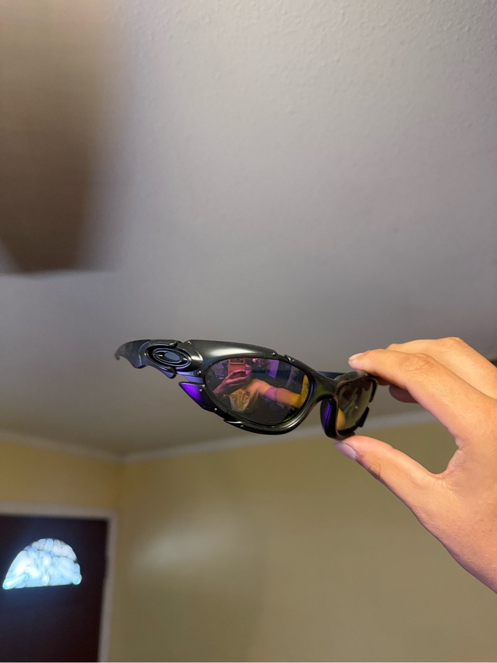 Oakley Black Sunglasses with Purple Mirrored Lenses - Men’s Sport Style oaks